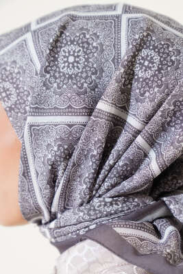 Batik Çini Desen Soft Eşarp Vizon - Başörtüsü