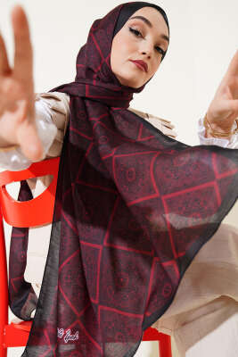 Batik Çini Desen Soft Şal Bordo - Başörtüsü
