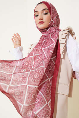 Batik Çini Desen Soft Şal Burgonya 