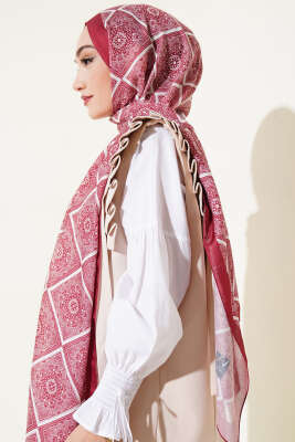Batik Çini Desen Soft Şal Burgonya - Başörtüsü