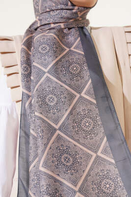 Batik Çini Desen Soft Şal Kayrak Grisi - Başörtüsü