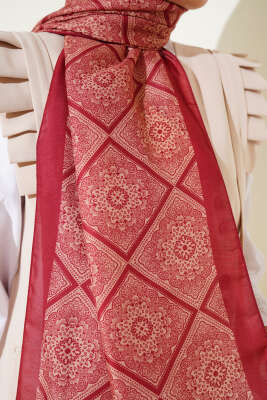 Batik Çini Desen Soft Şal Kiremit - Başörtüsü