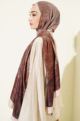 Batik Degrade Bambu Kraş Şal Bej - Başörtüsü
