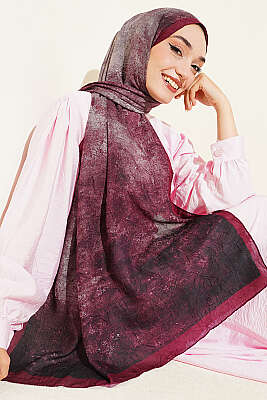 Batik Degrade Bambu Kraş Şal Bordo 
