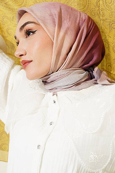 Batik Desen Bambu Kraş Eşarp Bej - Başörtüsü