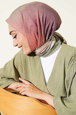 Batik Desen Bambu Kraş Eşarp Çağla Yeşili - Başörtüsü