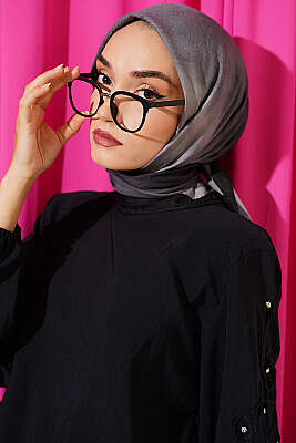 Batik Desen Bambu Kraş Eşarp Siyah 