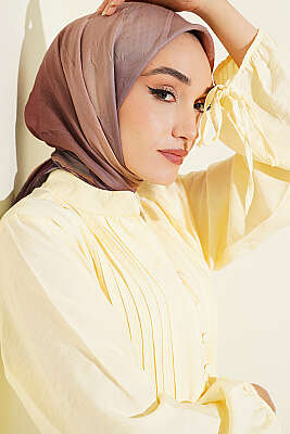 Batik Desen Bambu Kraş Eşarp Soft Kahve 