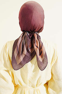 Batik Desen Bambu Kraş Eşarp Soft Kahve - Başörtüsü