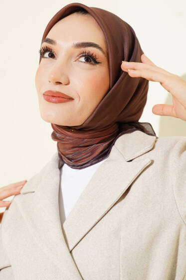 Batik Desen Demore Eşarp Acı Kahve - Başörtüsü