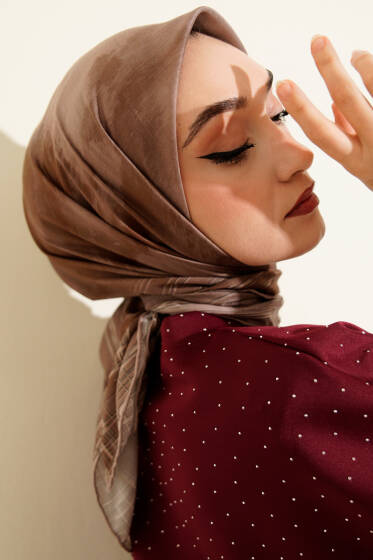 Batik Desen Demore Eşarp Kum Bej - Başörtüsü