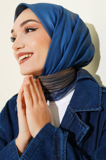 Batik Desen Demore Eşarp Lacivert - Başörtüsü