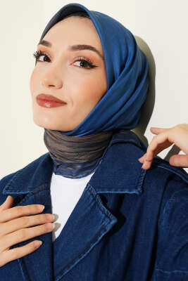 Batik Desen Demore Eşarp Lacivert - Başörtüsü