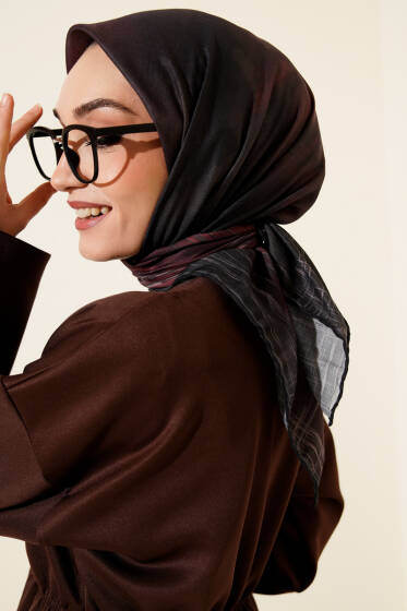 Batik Desen Demore Eşarp Siyah - Başörtüsü