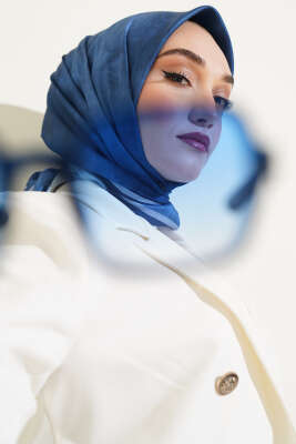 Batik Desen Eşarp İndigo 