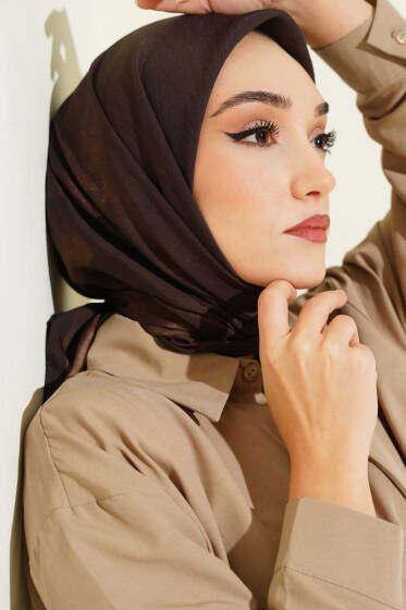 Batik Desen Modal Eşarp Acı Kahve - Başörtüsü