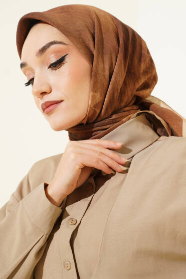 Batik Desen Modal Eşarp Camel - Başörtüsü