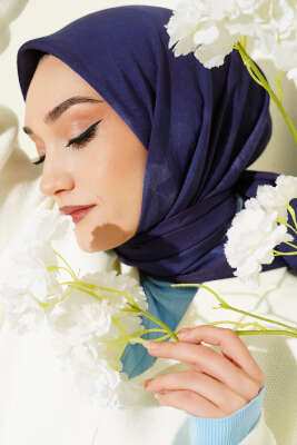 Batik Desen Modal Eşarp Lacivert - Başörtüsü