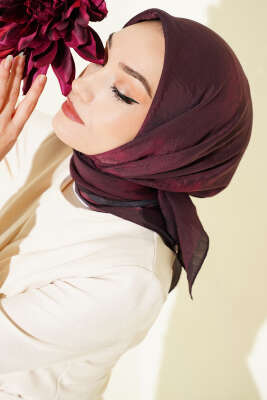 Batik Desen Modal Eşarp Mürdüm 