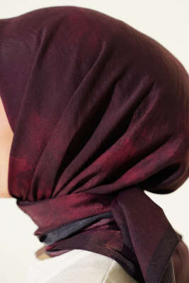 Batik Desen Modal Eşarp Mürdüm - Başörtüsü