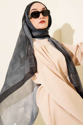 Batik Desen Müslin Şal Antrasit 