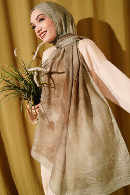 Batik Desen Müslin Şal Bej 