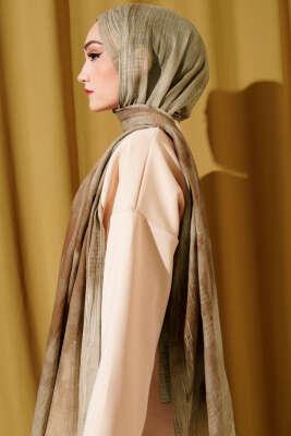 Batik Desen Müslin Şal Bej - Başörtüsü