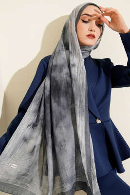 Batik Desen Müslin Şal Gri 