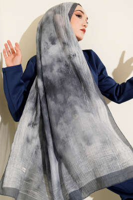 Batik Desen Müslin Şal Gri - Başörtüsü