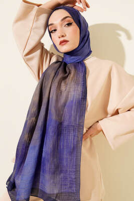 Batik Desen Müslin Şal Lacivert - Başörtüsü