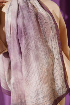 Batik Desen Müslin Şal Lila - Başörtüsü