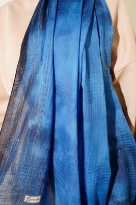 Batik Desen Müslin Şal Saks - Başörtüsü