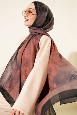 Batik Desen Müslin Şal Siyah - VERTU (NYD TEKSTİL)