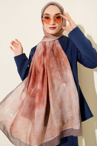 Batik Desen Müslin Şal Vizon - Başörtüsü