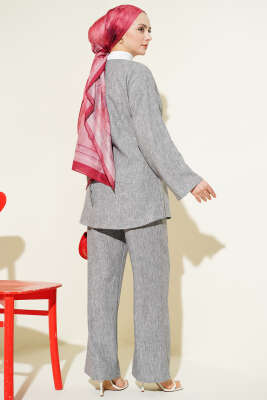 Batik Desen Önü Bağcıklı İkili Takım Gri - İkili Takım