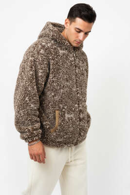 Batik Desen Peluş Erkek Mont Kahve - 2512