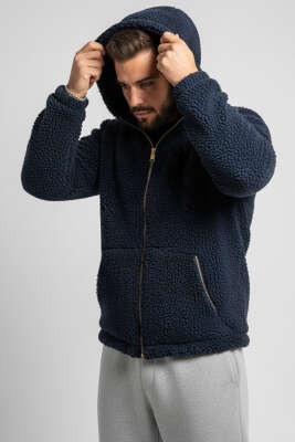 Batik Desen Peluş Erkek Mont Lacivert - 2512