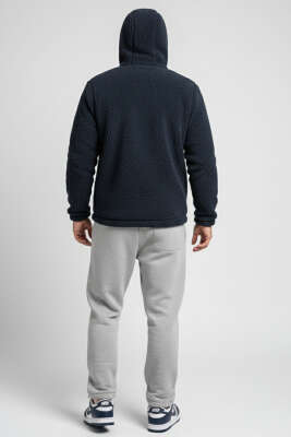 Batik Desen Peluş Erkek Mont Lacivert - Erkek Mont