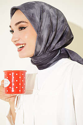 Batik Desen Soft Eşarp Füme - GOLD İPEK
