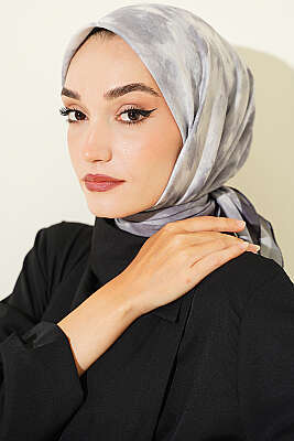 Batik Desen Soft Eşarp Gri - GOLD İPEK