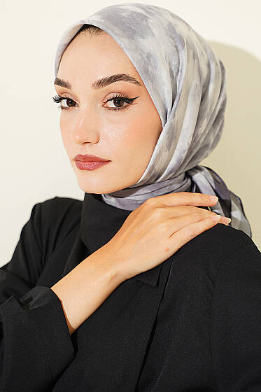Batik Desen Soft Eşarp Gri - Başörtüsü