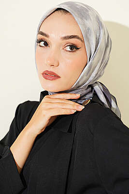Batik Desen Soft Eşarp Gri - Başörtüsü