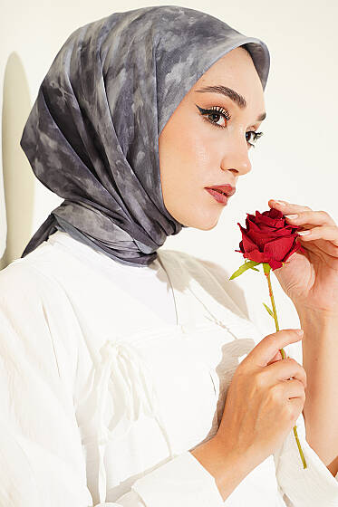 Batik Desen Soft Eşarp Kayrak Grisi - Başörtüsü