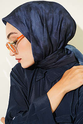 Batik Desen Soft Eşarp Koyu Lacivert - Başörtüsü