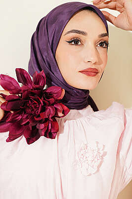 Batik Desen Soft Eşarp Mürdüm - Başörtüsü