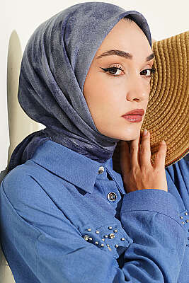 Batik Desen Soft Kraş Serisi Eşarp Mavi - SİNEM EŞARP