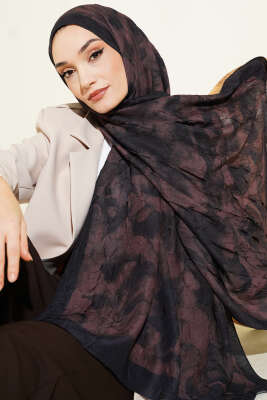 Batik Desenli Bambu Kraş Şal Acı Kahve 