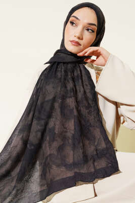 Batik Desenli Bambu Kraş Şal Antrasit - Başörtüsü