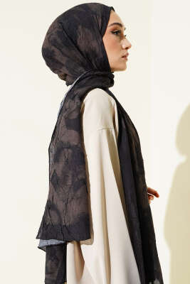 Batik Desenli Bambu Kraş Şal Antrasit - Başörtüsü