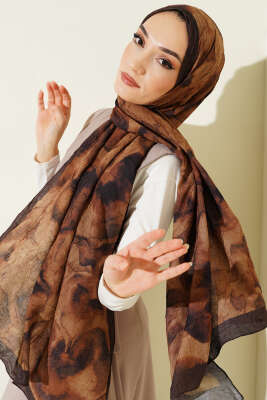 Batik Desenli Bambu Kraş Şal Camel - ŞEHRİ ŞAL